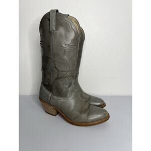 Vintage Acme Men's Gray Leather Western Cowboy Boot Men’s Size 9.5D